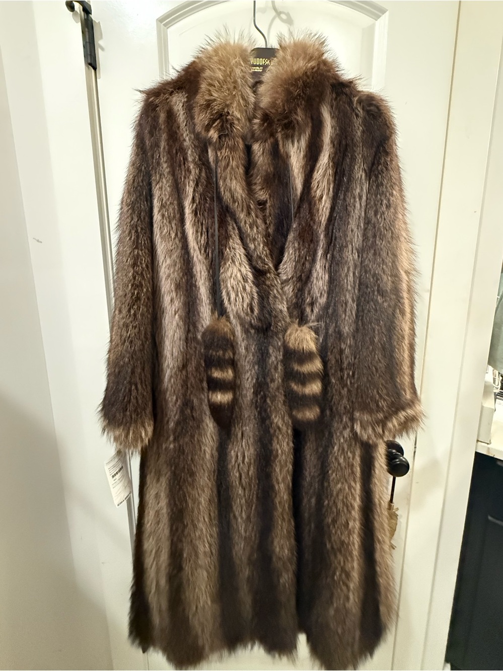 Vintage Genuine Raccoon Fur Full Length Coat Yudofsky Fur & Leather